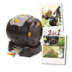 Hozelock Trommelkomposter Easy Mix 2in1, Schnellkomposter für Garten- und Küchenabfälle.