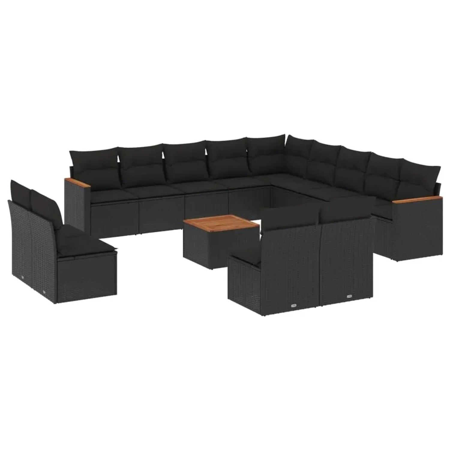 vidaXL 14-Tlg Garten-Sofagarnitur mit Kissen Schwarz Poly Rattan 3258891 günstig online kaufen