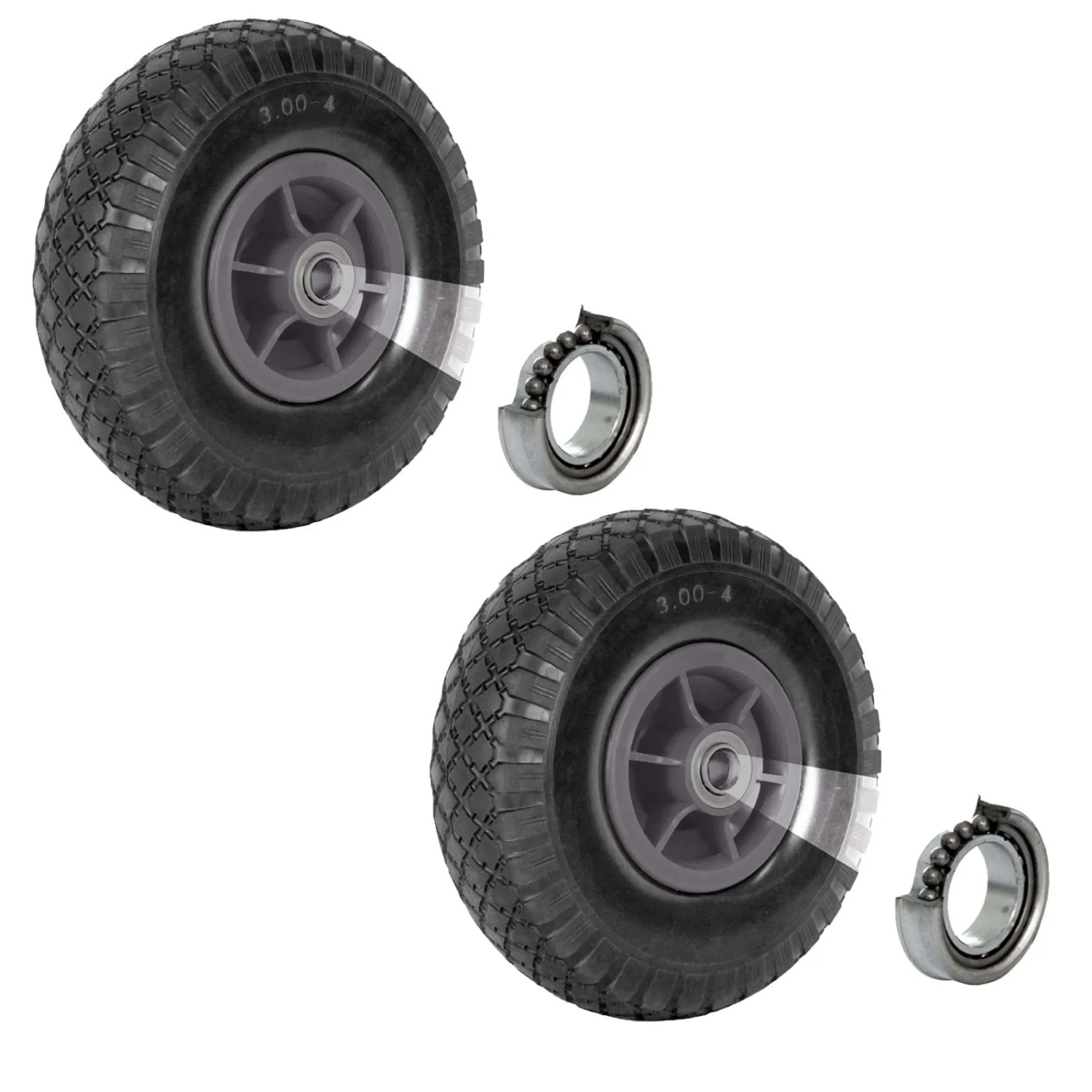 TRUTZHOLM 2x Sackkarrenrad 260x85mm 3.00-4 Nabenlänge 60mm Versetzt Grau