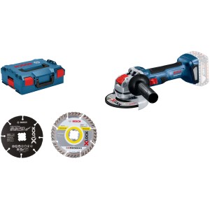 Bosch Professional Akku-Winkelschleifer GWX 18V-7 X-Lock mit Zubehör und L-Boxx.