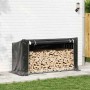 vidaXL Brennholzregal mit Regenschutz, Stahlgestell mit Holzscheiten unter schwarzer Plane.