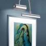 LED-Wandleuchte Curtis in Nickel matt mit Dimmer und Flexarm zur Bildbeleuchtung.