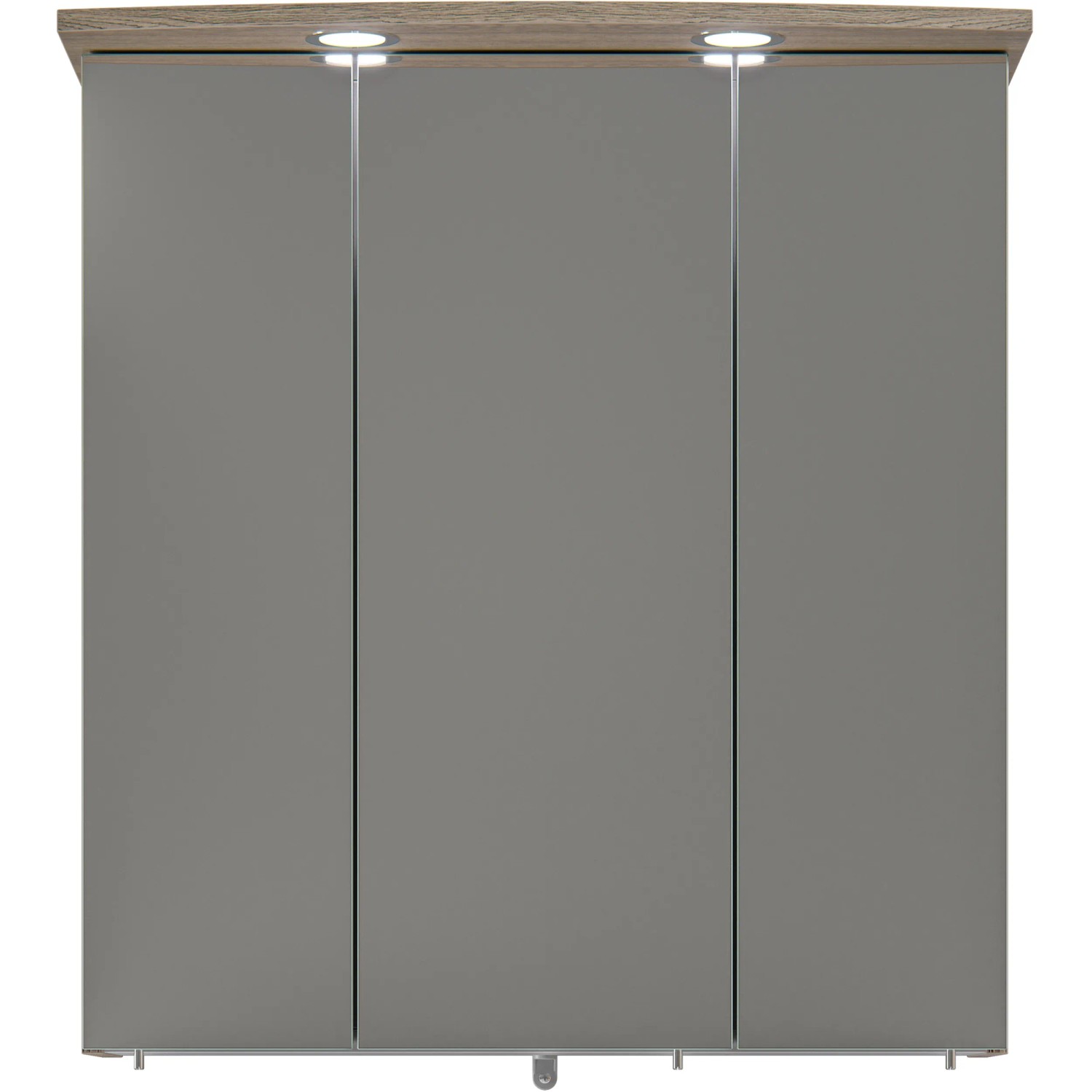 Pelipal Spiegelschrank Quickset 313 Sanremo Eiche, 65 cm breit, mit drei Türen und Beleuchtung.