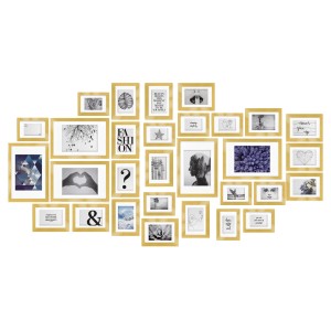 Bomoe Emotion Bilderrahmen Set, 30-teilig, goldfarben, für Collagen und Wanddeko.