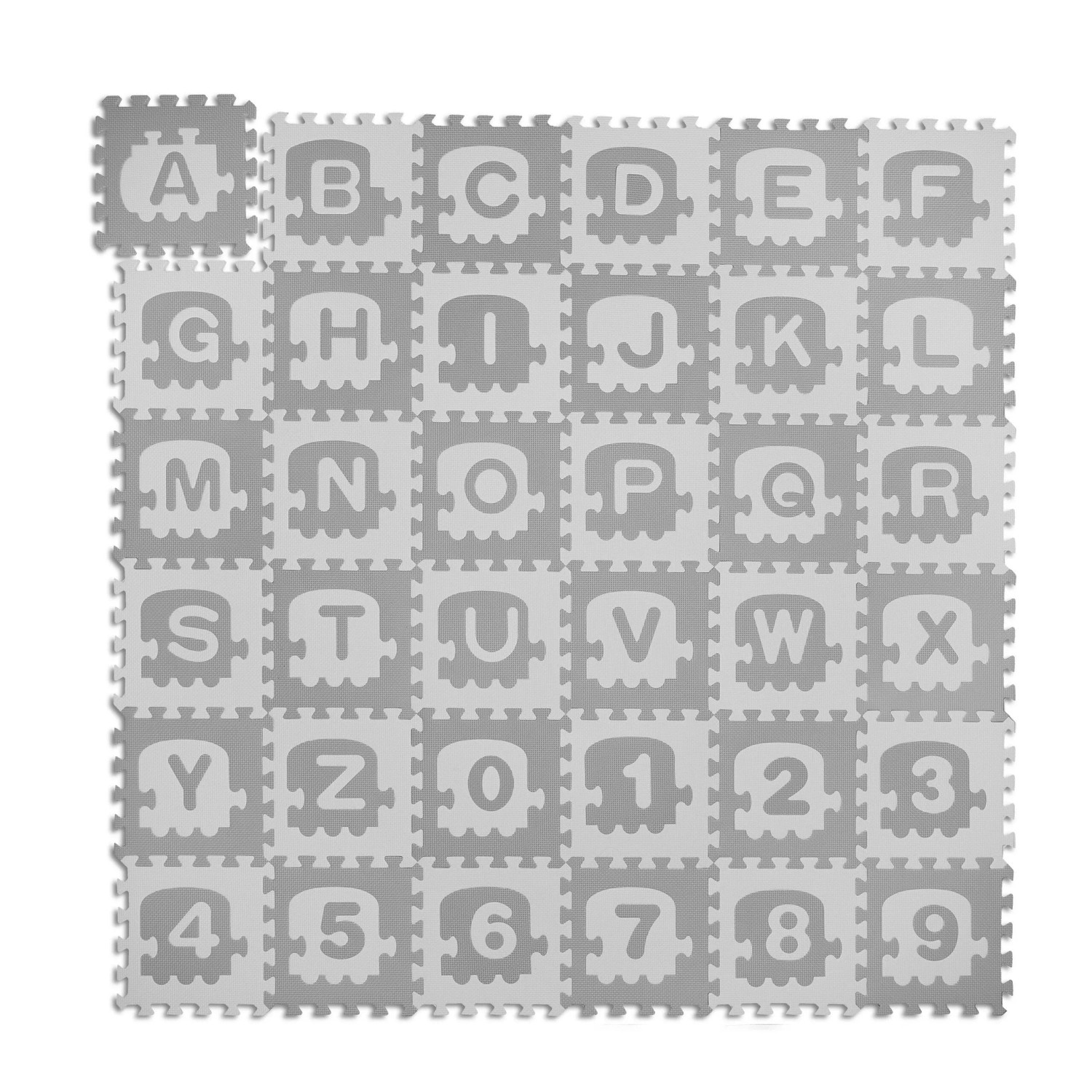 Relaxdays Puzzlematte EVA Schaumstoff Weiß Grau Stoßdämpfend 179,5 cm x 179,5 cm