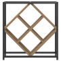 Modernes Weinregal Artisan-Eiche aus Holzwerkstoff mit schwarzem Metallrahmen, rechteckig, für 16 Flaschen.