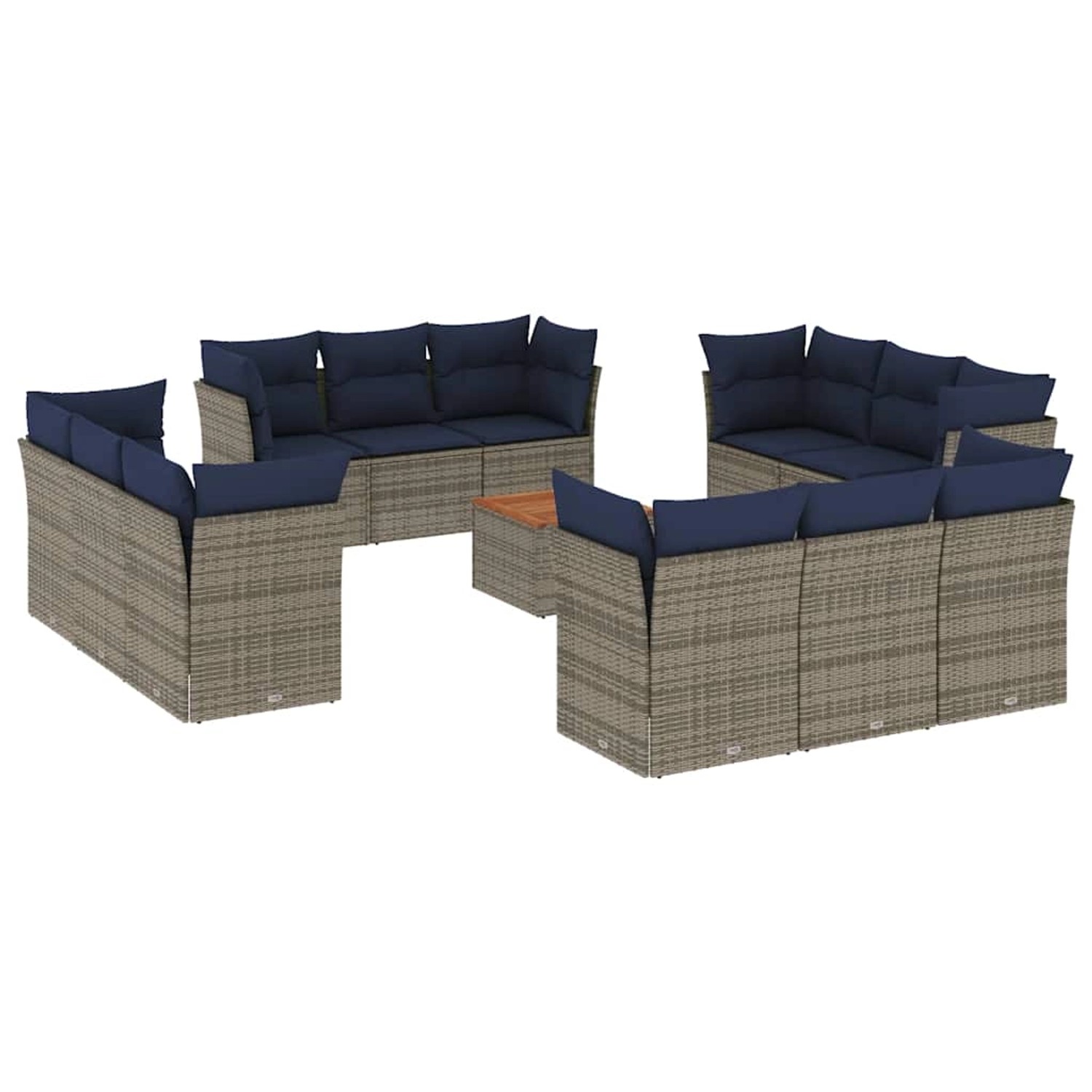 vidaXL 13-Tlg Garten-Sofagarnitur mit Kissen Grau Poly Rattan 3255872 günstig online kaufen