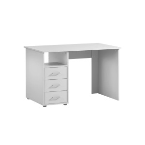 Weißer PROREGAL Schreibtisch Fox mit 3 Schubladen, 74x116x70 cm, ideal für Büro oder Homeoffice.