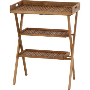 Siena Garden Klapptisch Caruna, rechteckig, Naturholz mit drei Ablageflächen.