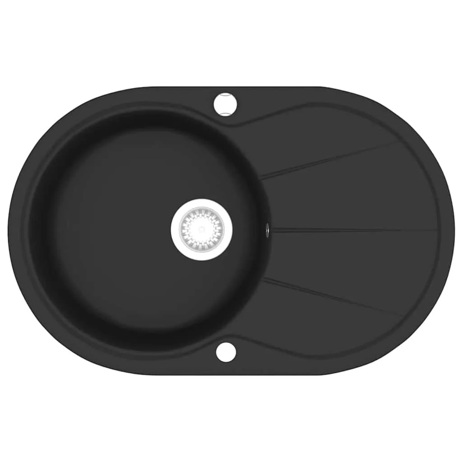 vidaXL Granit Küchenspüle Einzelwaschbecken Oval Schwarz 142958