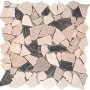 Mosaikmatte Polygonal Biancone Java, 30x30 cm, mit beigen, grauen und schwarzen Steinen.
