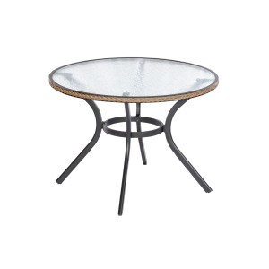 Runder Merxx Ravenna Gartentisch mit Glasplatte und Graphit-Gestell.