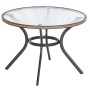 Runder Merxx Ravenna Gartentisch mit Glasplatte und Graphit-Gestell.