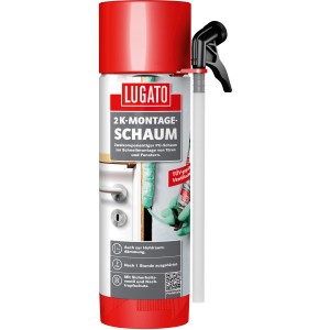 Dose 2K-Montageschaum (400ml) von Lugato, ideal für die schnelle Montage von Fenstern und Türen.