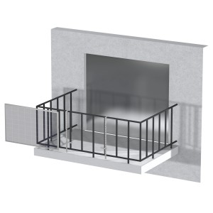 Solar Halterung am Balkon Handlauf zur Montage eines Balkonkraftwerks.