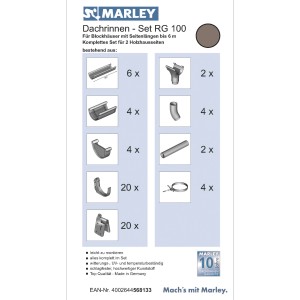 Marley Dachrinnen-Set RG 100 braun für Blockhaus bis 6m, inkl. Zubehör.
