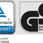 Zertifizierungen: TÜV Rheinland und GS geprüfte Sicherheit für Wenko Duschklappsitz Secura.