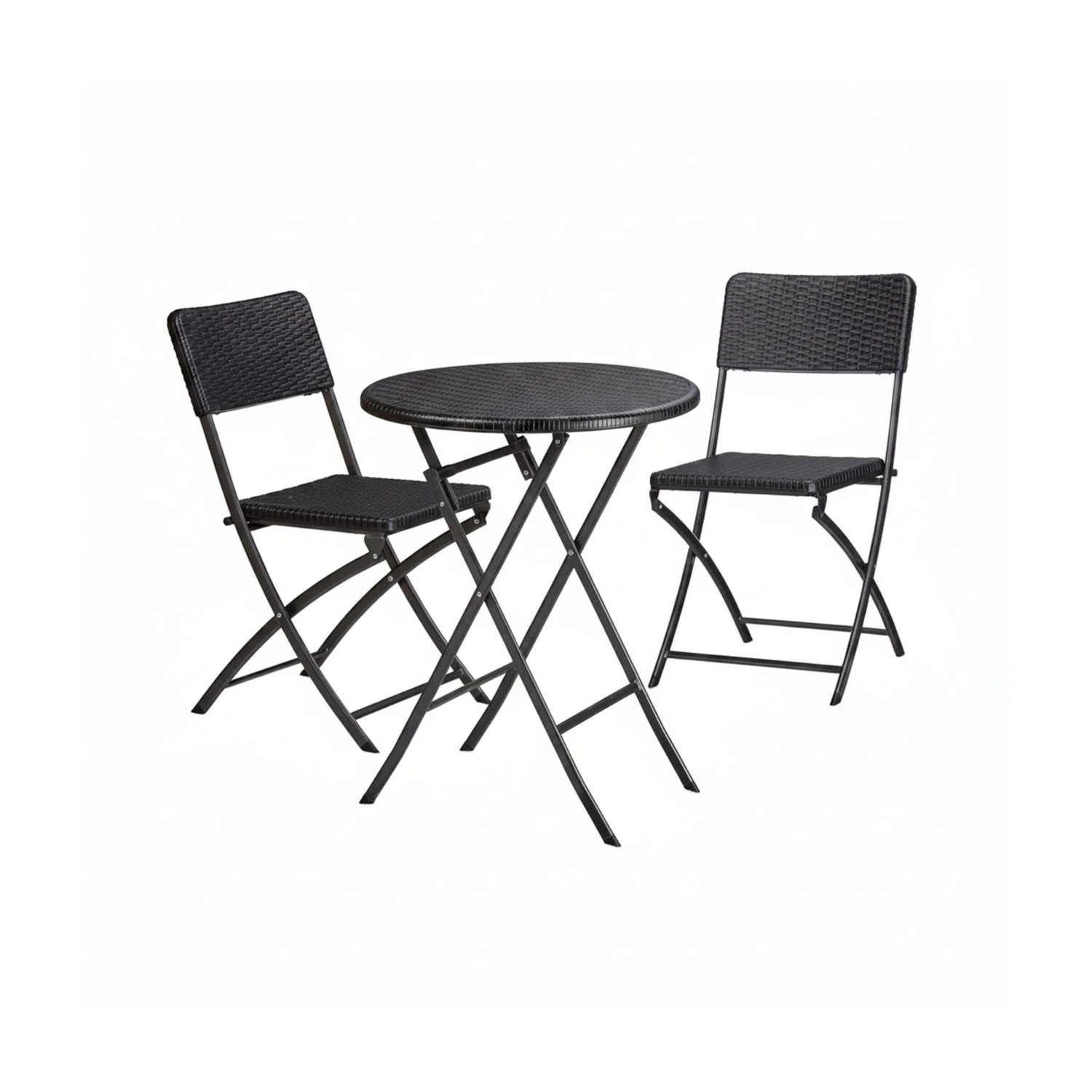 Relaxdays Gartenmöbel Set Stahl Kunststoff Schwarz Klappbar Dreiteilig 12,7 kg