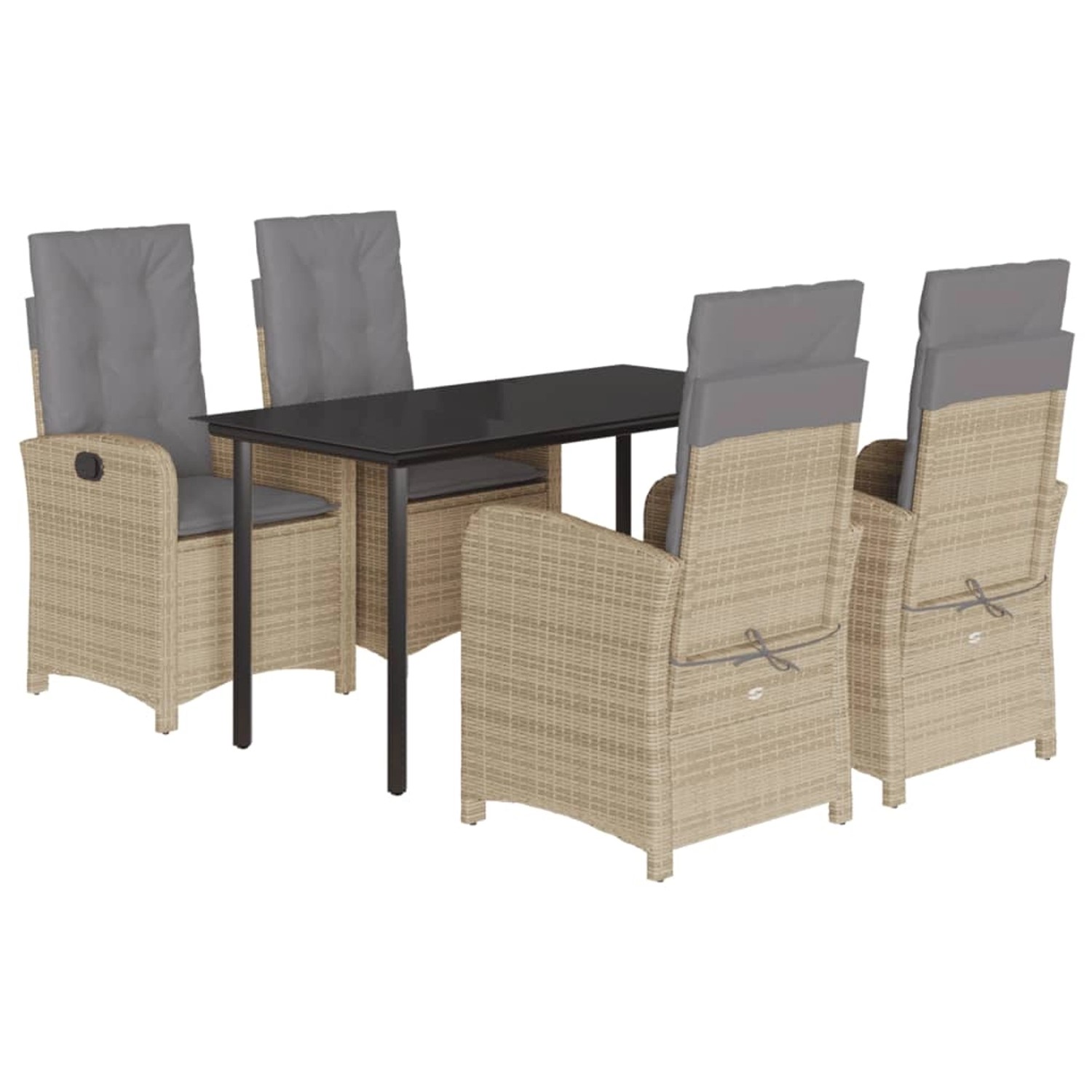 vidaXL 5-Tlg Garten-Essgruppe mit Kissen Beigemischung Poly Rattan 3212403 günstig online kaufen