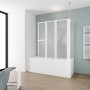 Schulte Badewannenaufsatz Softline hell, 3-teilig mit Seitenwand, für Badewannen.