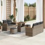 Graues 8-tlg. vidaXL Garten-Sofa-Set aus Poly Rattan mit Tisch und Kissen für Terrasse und Garten.