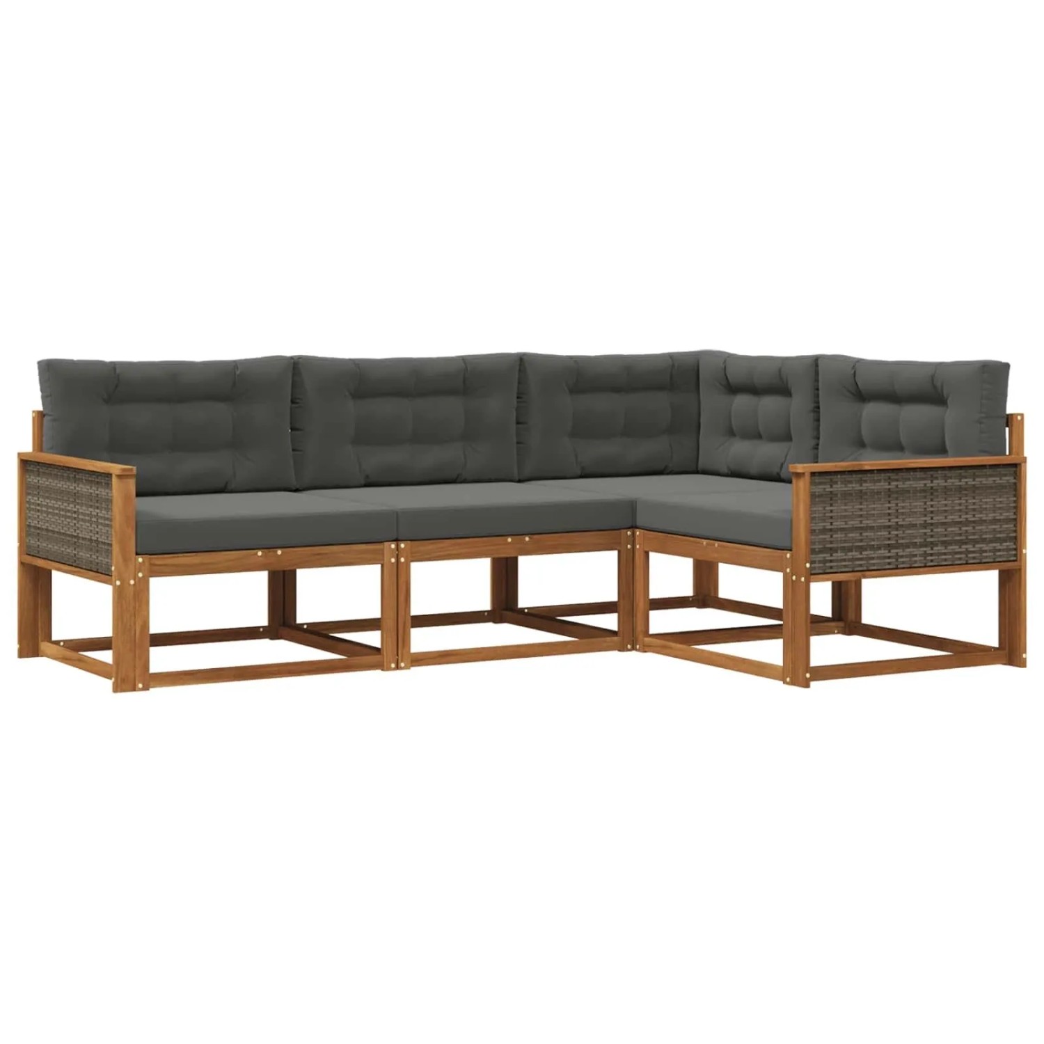 vidaXL Outdoor-Sofagarnitur mit Kissen 4 Stk Natur und Anthrazit 3382520