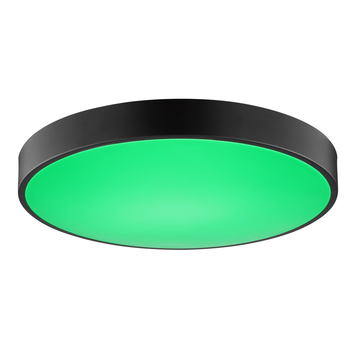 Moderne LED-Deckenleuchte Vadin mit RGB in Grün, schwarz-weiße Lampe mit Ø 49 cm.
