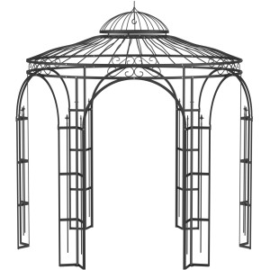 Schwarzer, pulverbeschichteter Eleo Pavillon Milano aus Metall, ideal für den Garten.