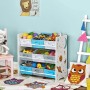 Songmics Kinderzimmerregal mit 9 Boxen in Weiß, blau und Grau. Ideal zur Aufbewahrung von Spielzeug.