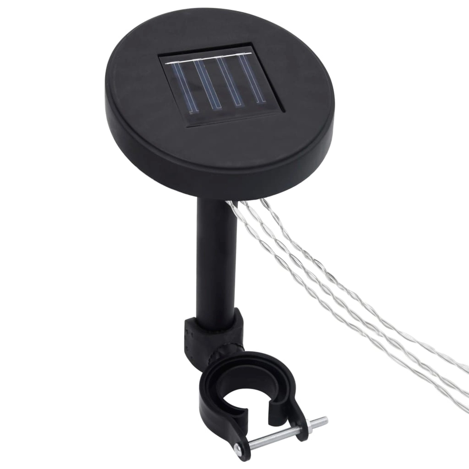 Detailaufnahme: Solarpanel und LED-Lichterkette des vidaXL Pavillons, zur Befestigung am Pavillon.