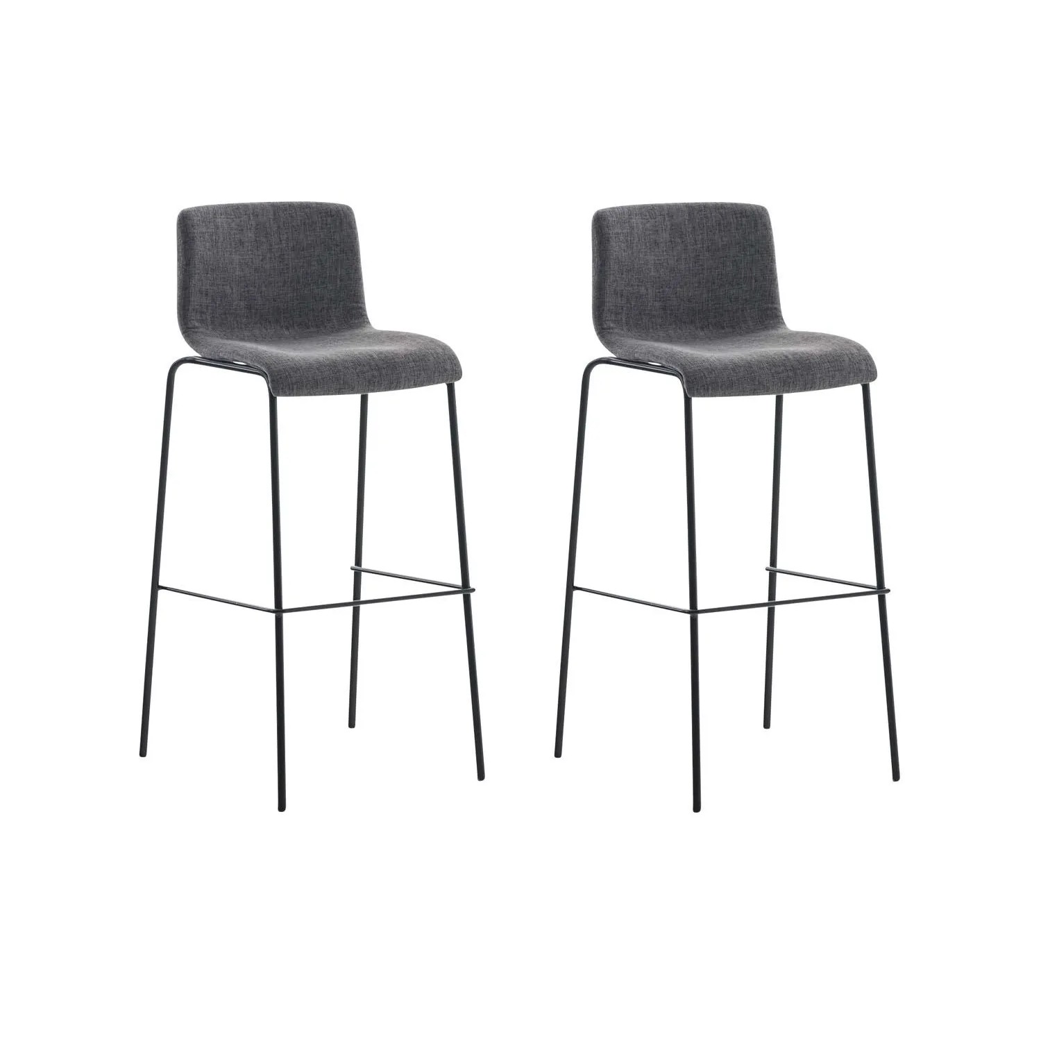 DELUKE 2er Set Barhocker TENAR Stoff Hellgrau 43x48x100cm Schwarz Barstuhl Mit Lehne Tresenhocker Tresenstuhl