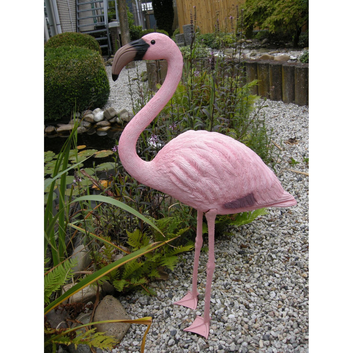 Ubbink Teichfigur Flamingo, rosa, 90 cm hoch, mit Erdspieß für Teichdeko & Wasserspiele.