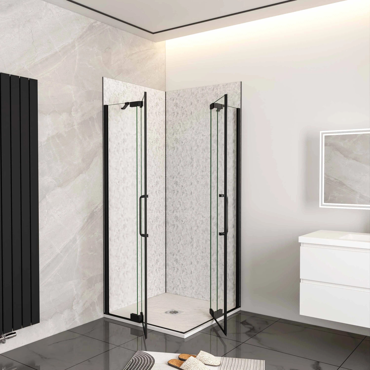Aica Duschkabine 80x80 Cm Mit Schiebetür – Sicherheitsglas, Alurahmen – Eckdusche Für Bad Ohne Tasse