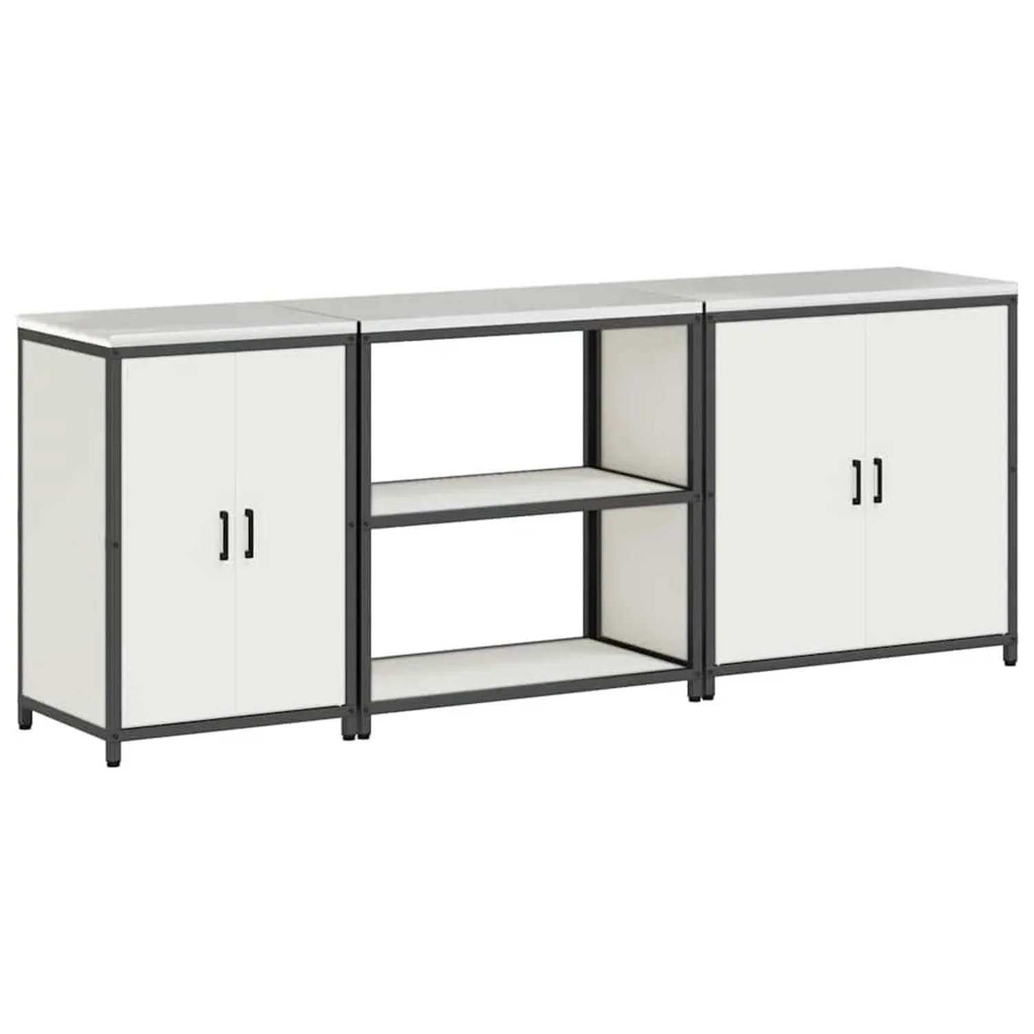 vidaXL Aufbewahrungsset für die Küche mit Regal 3 Stk Weiß Stahl 3392674 günstig online kaufen