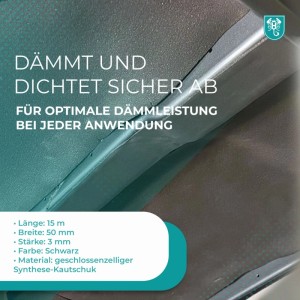 Schwarzes Scorprotect Kautschuk Klebeband, 50mm breit, zur Isolierung von Heizungsrohren.
