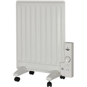 Weißer El Fuego Ölradiator 400 W mit Rollen, Thermostat und Kippschutz. Elektrische Heizung für Innenräume.