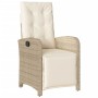 Beiges 3-tlg. vidaXL Bistro-Set aus Polyrattan mit Kissen. Gartenmöbel für Balkon und Terrasse.