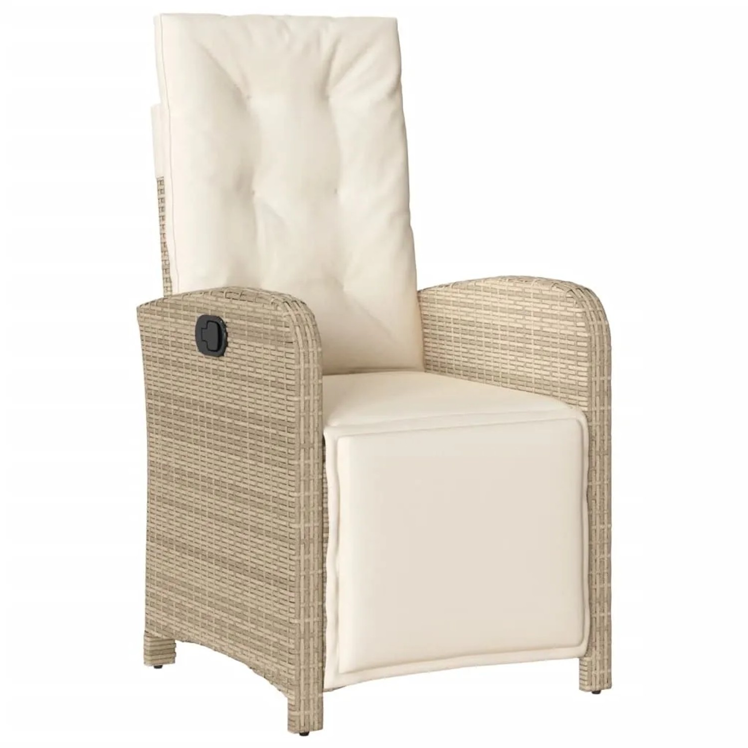 Beiges 3-tlg. vidaXL Bistro-Set aus Polyrattan mit Kissen. Gartenmöbel für Balkon und Terrasse.