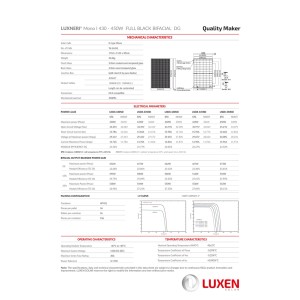 Luxen Solar 450W Bifazial Solarmodul Full Black für Solaranlagen und Balkonkraftwerke.