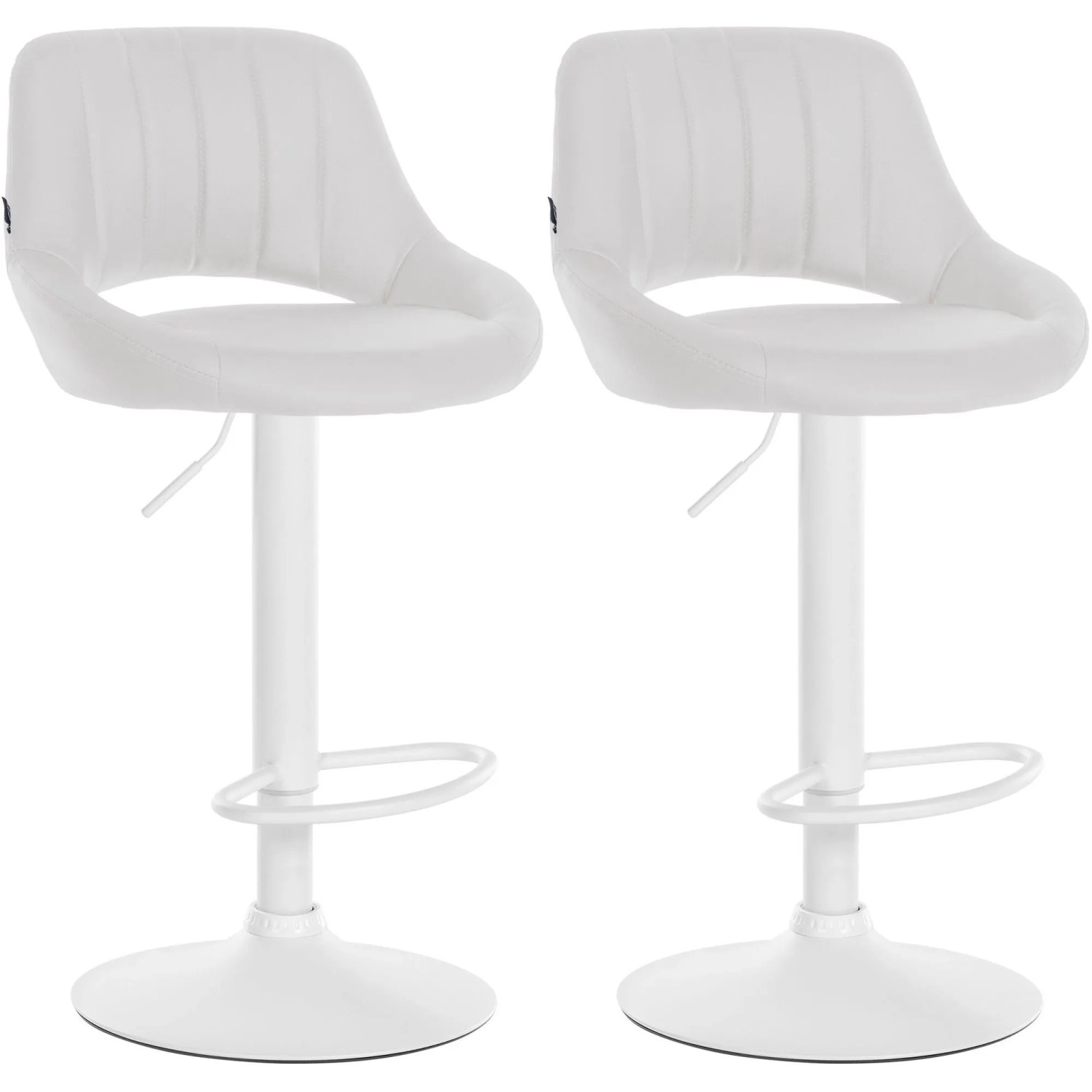 DELUKE 2er Set Barhocker SEGAD Kunstleder Weiß 47x48x85cm Weiß Barstuhl Höhenverstellbar Mit Lehne Drehbar Tresenhocker Tresenstuhl