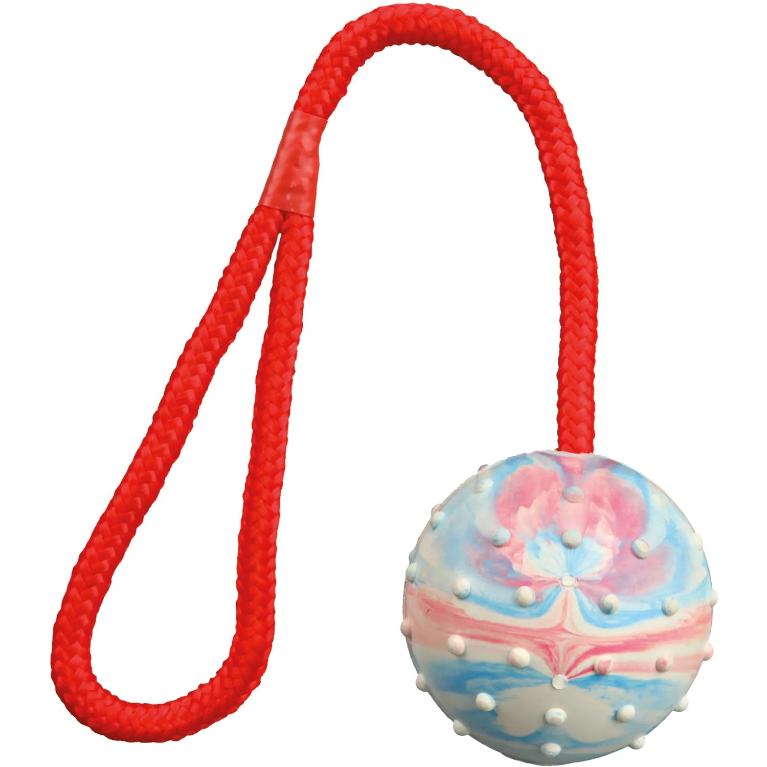 Jollypaw Ball am Seil, Naturgummi, Ø 6cm, 30cm, Apportierspielzeug für Hunde.