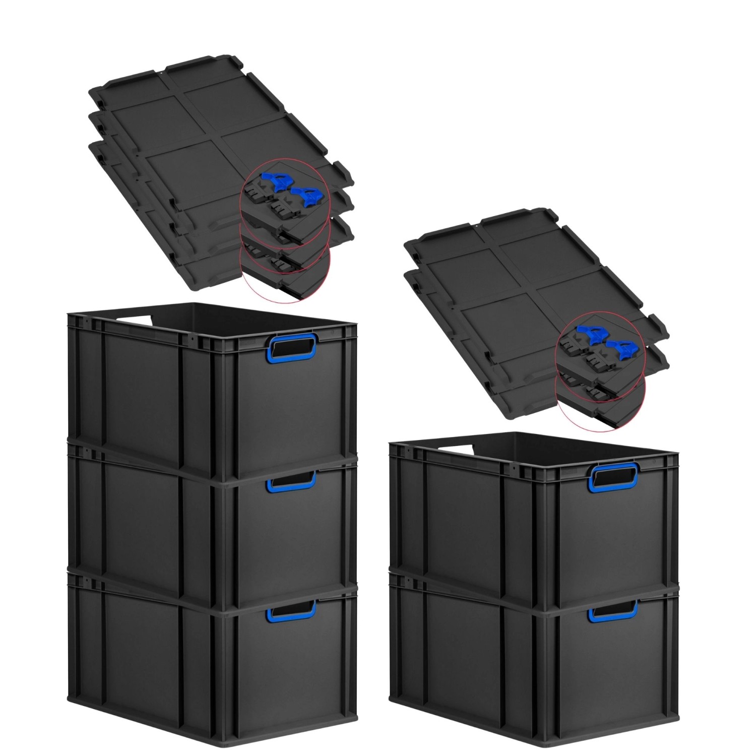 PROREGAL SuperSparSet 5x Eurobox Nextgen Color Mit Scharnierdeckel HxBxT 32 günstig online kaufen