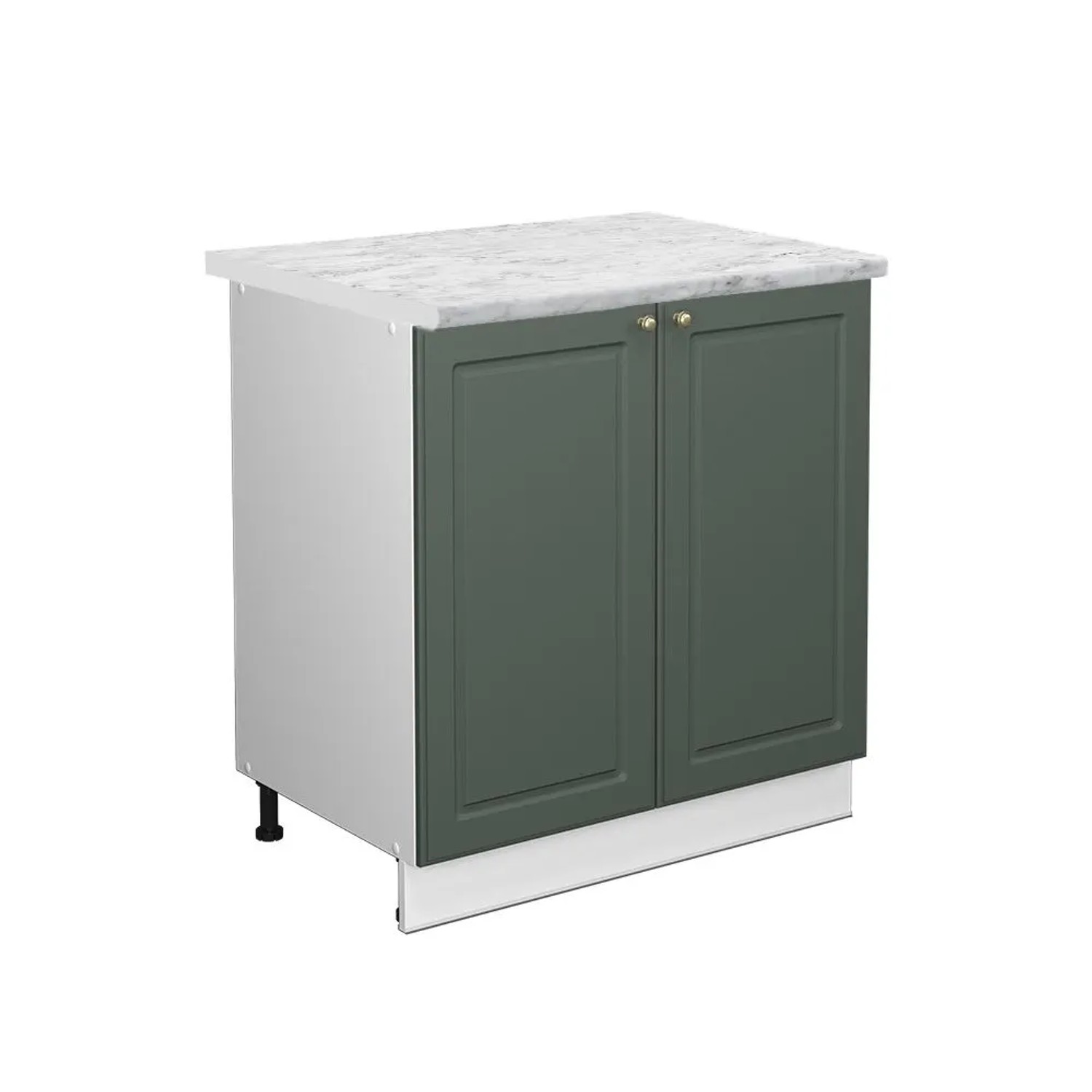 Vicco Küchenunterschrank Fame-Line Grün-Gold Landhaus/Weiß 80 x 82 Arbeitsplatte Marmor