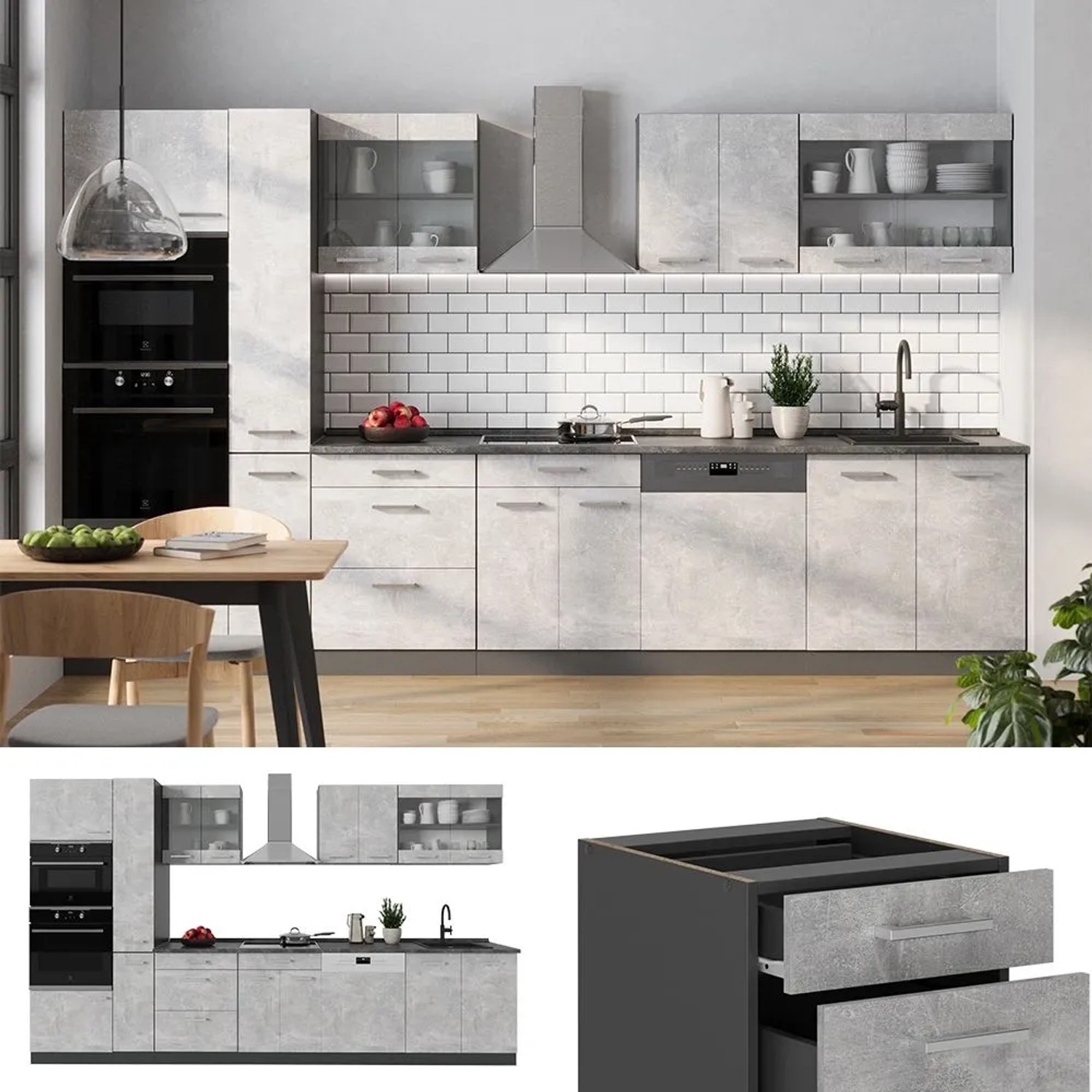 Vicco Küchenzeile R-Line 350 cm Anthrazit inkl. Arbeitsplatte o. E-Geräte kaufen bei OBI