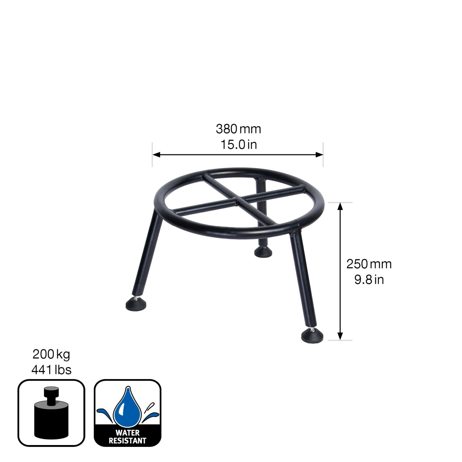 Wagner Pflanzenständer GH 0680, schwarz matt, Ø 38cm, Stahl, für Innen- und Außenbereich.