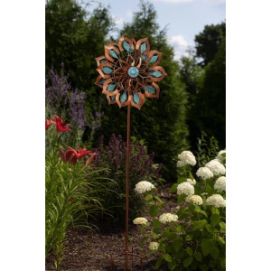 Kobolo Windrad Gartenstecker Dekostecker Windspiel XXL FIORE