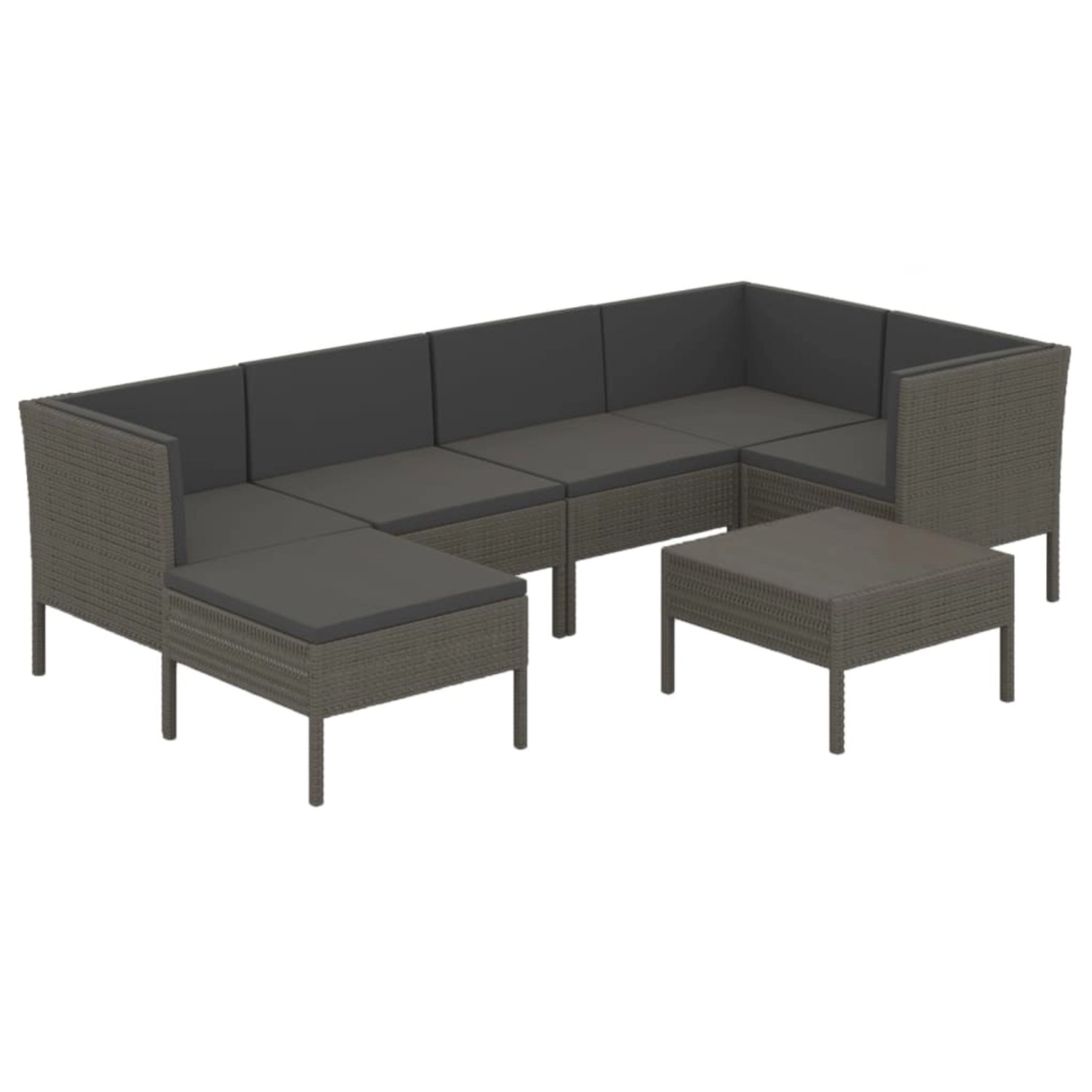 vidaXL 7-tlg Garten-Lounge-Set mit Auflagen Poly Rattan Grau Modell 7