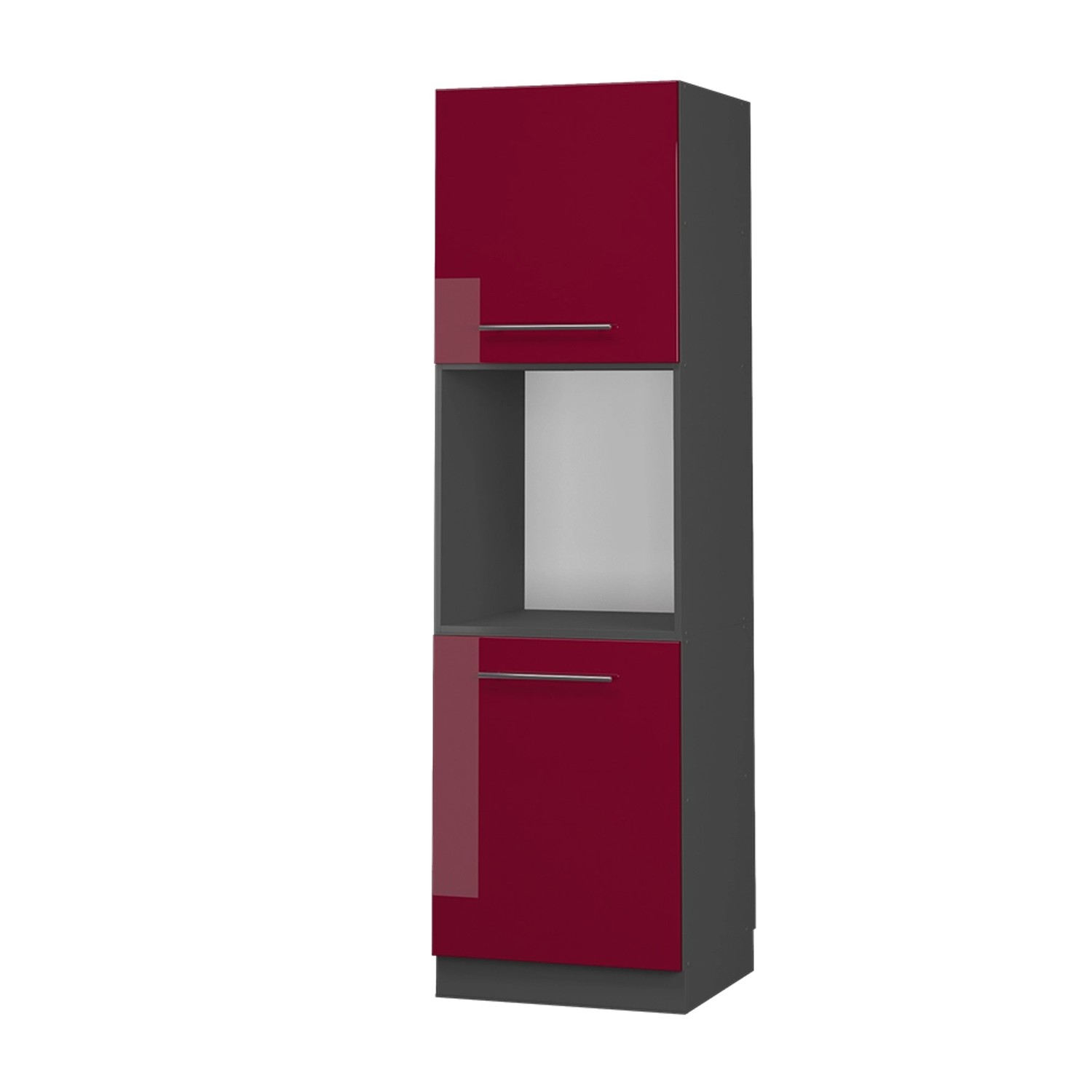 Vicco Herdumbauschrank Fame-Line Bordeaux Hochglanz/Anthrazit 60 cm Offen günstig online kaufen