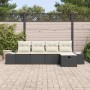 Schwarzes 5-teiliges Garten-Sofa-Set aus Poly Rattan mit Kissen von vidaXL.