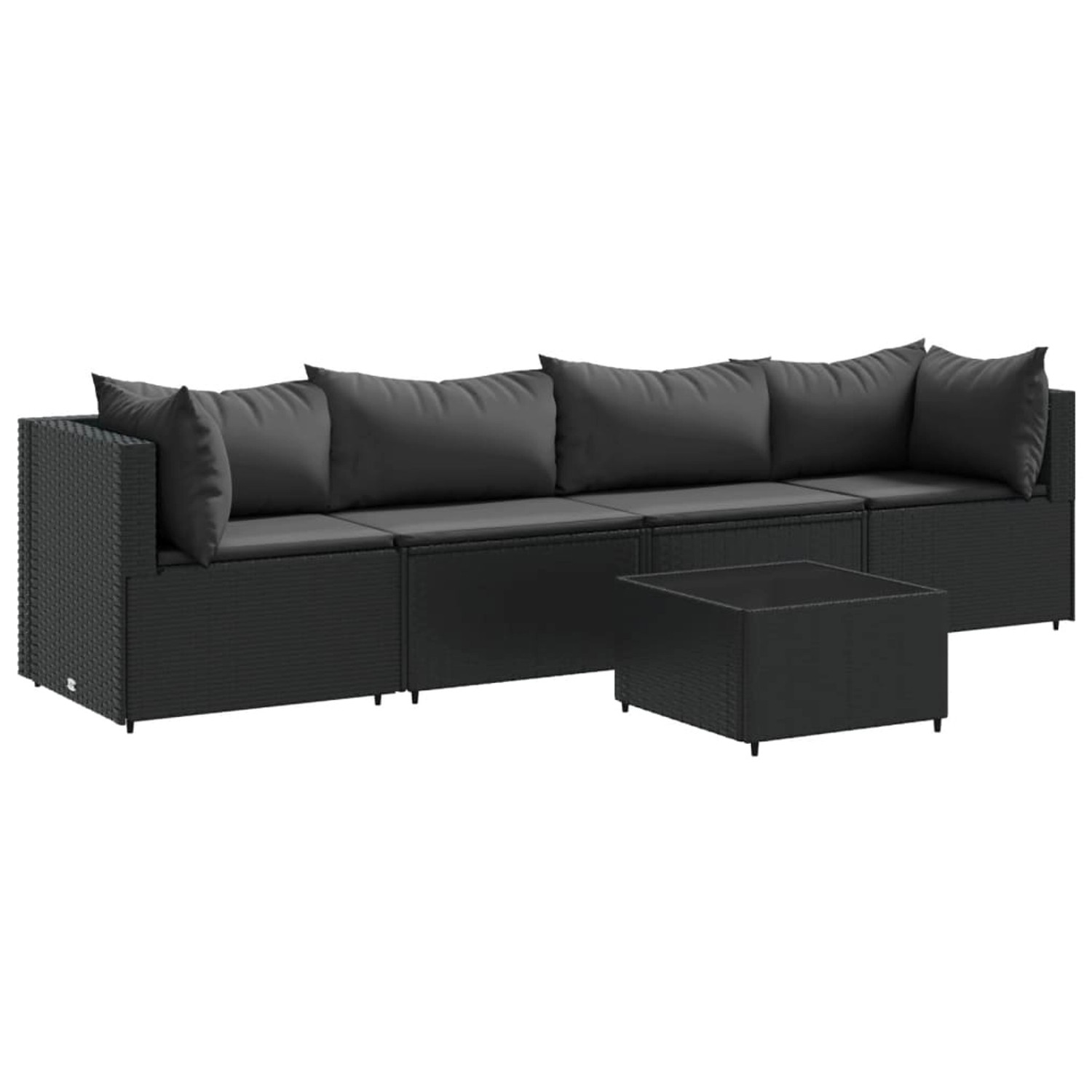 vidaXL 5-Tlg Garten-Lounge-Set mit Kissen Schwarz Poly Rattan 3308011 günstig online kaufen